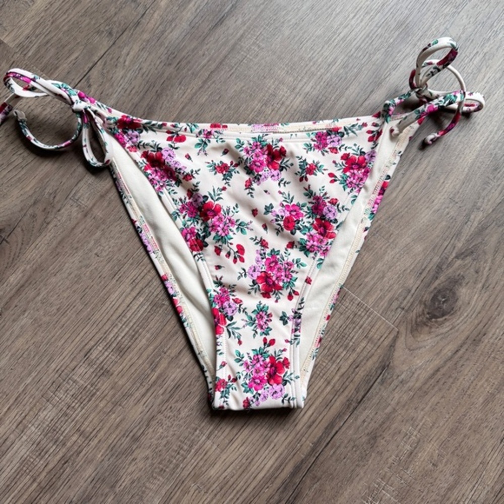 Wild Fable Floral Bikini Bottom in Pink and Cream - Cheeky String Bikini - New!